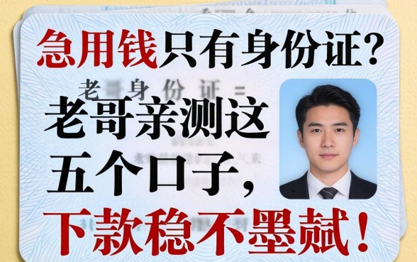 急用钱只有身份证？老哥亲测这五个口子，下款稳不墨迹！