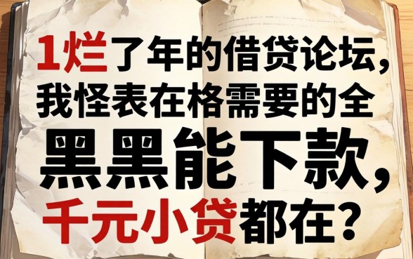 我翻烂了2026年的借贷论坛，发现黑户能下款的千元小贷都在这