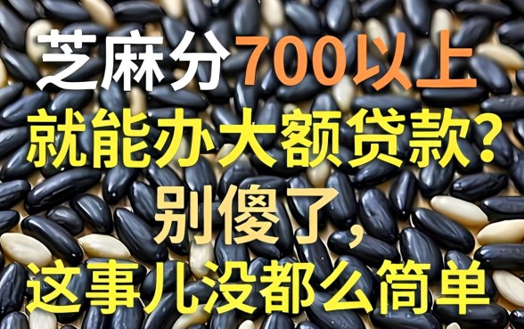 芝麻分700以上就能办大额贷款？别傻了，这事儿没那么简单