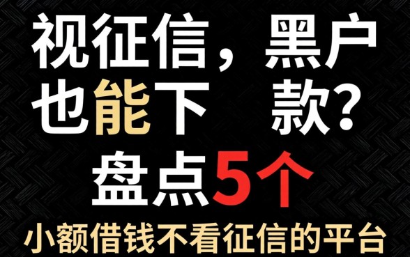无视征信黑户也能下款？盘点5个小额借钱不看征信的平台