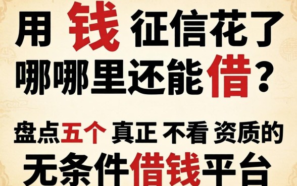 急用钱征信花了哪里还能借？盘点五个真正不看资质的无条件借钱平台
