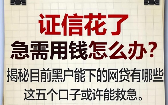 征信花了急需用钱怎么办？揭秘目前黑户能下的网贷有哪些，这五个口子或许能救急