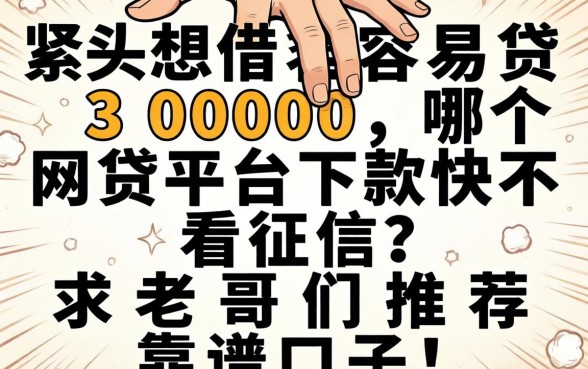 手头紧想借容易贷3000，哪个网贷平台下款快不看征信？求老哥们推荐靠谱口子！