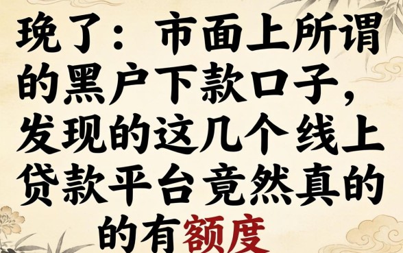 我试了市面上所谓的黑户下款口子，发现这几个线上贷款平台竟然真的有额度