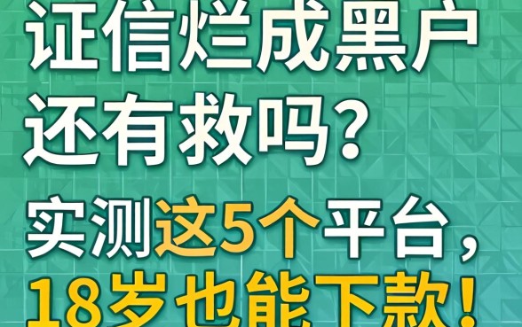 征信烂成黑户还有救吗？实测这5个平台，18岁也能下款！