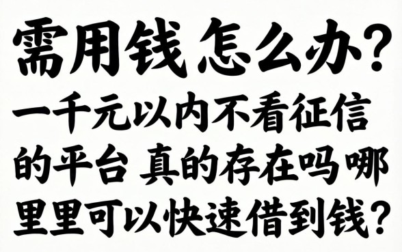 急需用钱怎么办？一千元以内不看征信的平台真的存在吗？哪里可以快速借到钱？