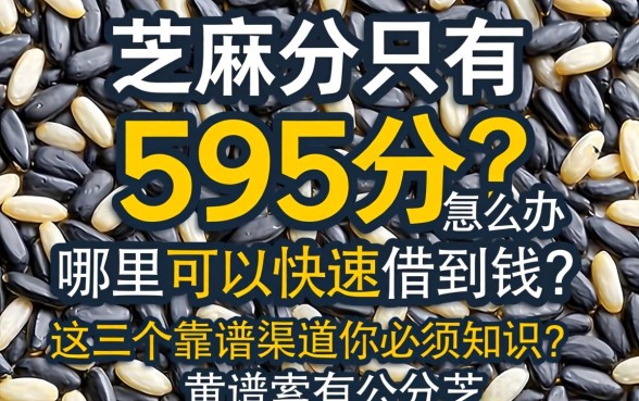 芝麻分只有595分怎么办？哪里可以快速借到钱？这几个靠谱渠道你必须知道