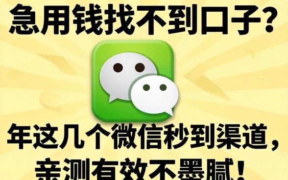 急用钱找不到口子？2026年这几个微信秒到渠道，亲测有效不墨迹！