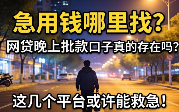 深夜急用钱哪里找？网贷晚上批款的口子真的存在吗？这几个平台或许能救急！