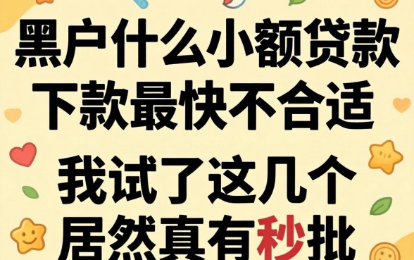 黑户什么小额贷款下款最快最合适，我试了这几个居然真有秒批的