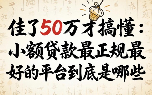 借了50万才搞懂：小额贷款最正规最好的平台到底是哪些