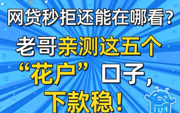 网贷秒拒还能在哪看？老哥亲测这五个“花户”口子，下款稳！