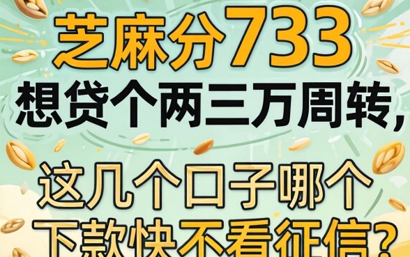 芝麻分733想贷个两三万周转，这几个口子哪个下款快不看征信？