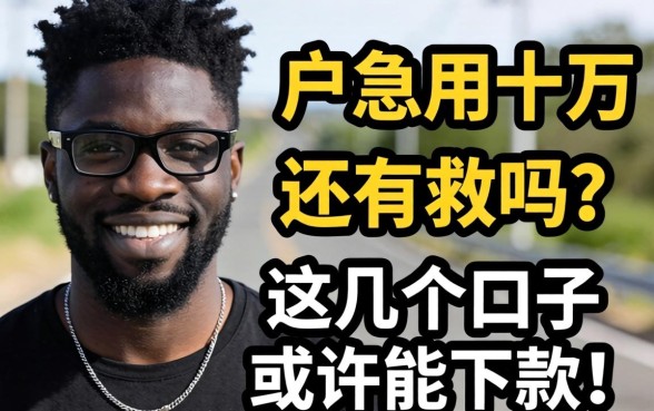黑户急用十万,还有救吗?这几个口子或许能下款!