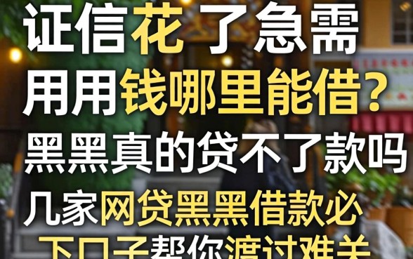征信花了急需用钱哪里能借？黑户真的贷不到款吗？分享几家网贷黑户借款必下口子帮你渡过难关