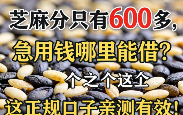 芝麻分只有600多，急用钱哪里能借？这几个正规口子亲测有效！