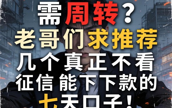 急需周转？老哥们求推荐几个真正不看征信能下款的七天口子！