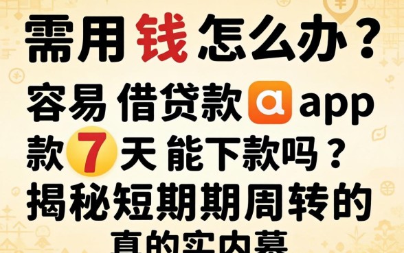 急需用钱怎么办？容易借贷款app款7天能下款吗？揭秘短期周转的真实内幕
