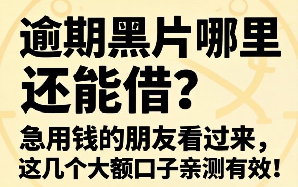 网贷逾期黑户哪里还能借？急用钱的朋友看过来，这几个大额口子亲测有效！