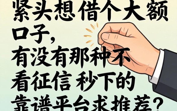 手头紧想借个大额口子，有没有那种不看征信秒下的靠谱平台求推荐？
