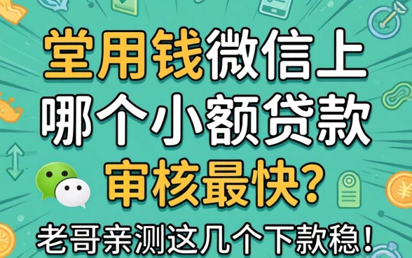 急用钱微信上哪个小额贷款审核最快？老哥亲测这几个下款稳！