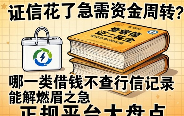 征信花了急需资金周转？哪一类借钱不查征信记录能解燃眉之急？正规平台大盘点