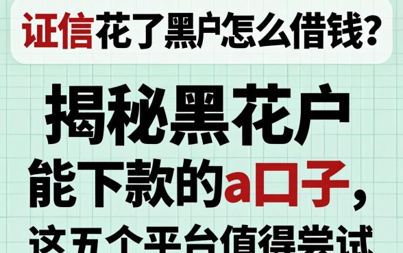 征信花了黑户怎么借钱？揭秘黑花户能下款的a口子，这五个平台值得尝试