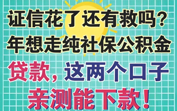 征信花了还有救吗？2026年想走纯社保公积金贷款，这几个口子亲测能下款！