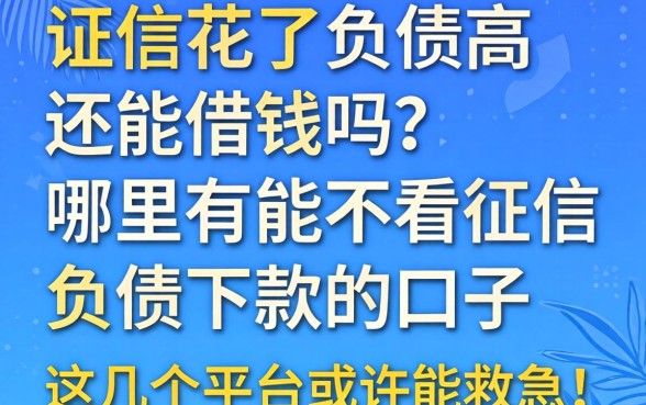 征信花了负债高还能借钱吗？哪里有能不看征信负债下款的口子？这几个平台或许能救急！