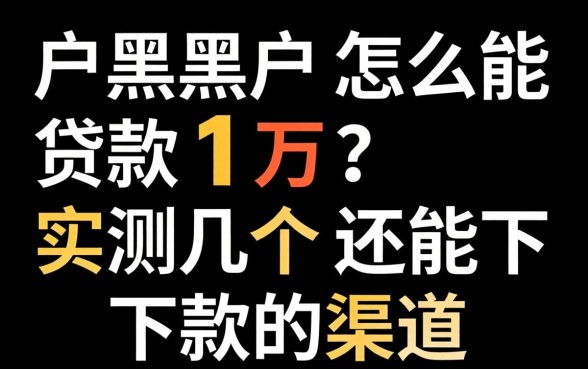 黑户黑户怎么能贷款1万？实测几个还能下款的渠道