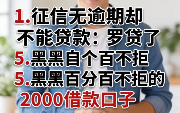 个人征信无逾期却不能贷款，罗列5个黑户百分百不拒的2000借款口子