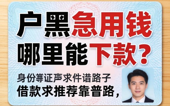 黑户急用钱哪里能下款？身份证借款求推荐靠谱路子！