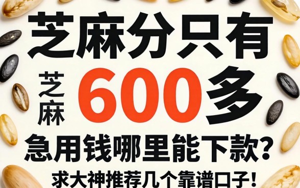 芝麻分只有600多，急用钱哪里能下款？求大神推荐几个靠谱口子！