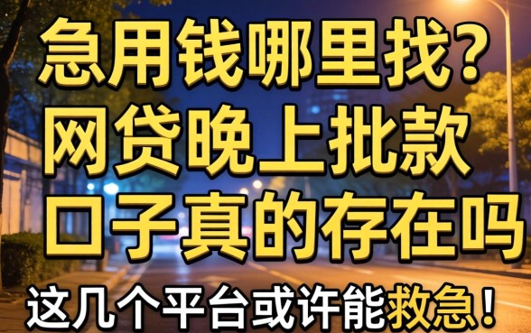 深夜急用钱哪里找？网贷晚上批款的口子真的存在吗？这几个平台或许能救急！