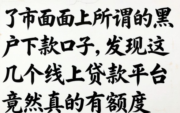 我试了市面上所谓的黑户下款口子，发现这几个线上贷款平台竟然真的有额度