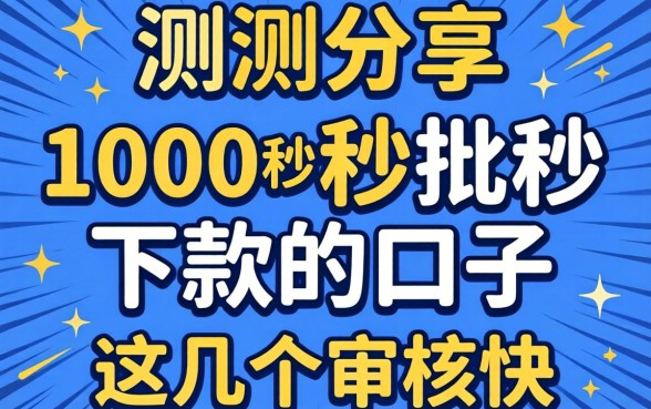 实测分享：1000秒批秒下款的口子，这几个审核快