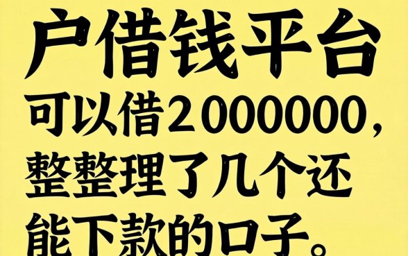 黑户借钱平台可以借20000,整理了几个还能下款的口子