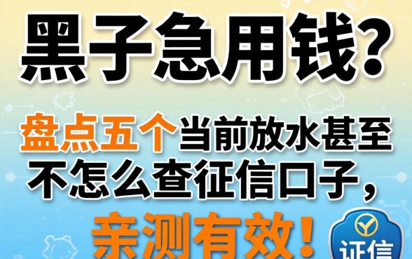 征信黑了急用钱？盘点五个当前放水甚至不怎么查征信的口子，亲测有效！