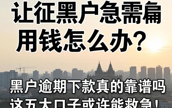 征信黑户急需用钱怎么办？2026黑户逾期下款真的靠谱吗？这五大口子或许能救急！