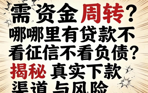 急需资金周转?哪里有贷款不看征信不看负债?揭秘真实下款渠道与风险