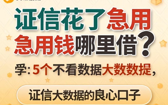 征信花了急用钱哪里借？分享5个不看大数据的良心口子