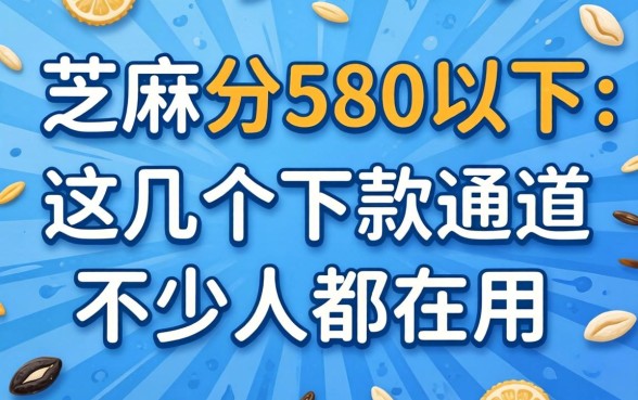 芝麻分580以下的网贷：这几个下款通道不少人都在用