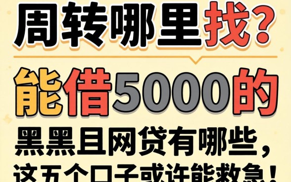 急需周转哪里找？能借5000的黑户网贷有哪些，这五个口子或许能救急！