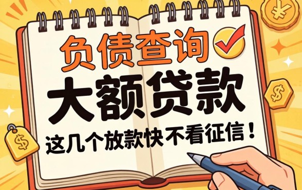 无视负债查询的大额贷款，这几个放款快不看征信