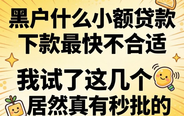 黑户什么小额贷款下款最快最合适，我试了这几个居然真有秒批的