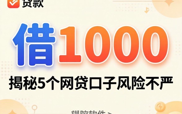 贷款借1000，揭秘5个网贷口子风控不严的软件