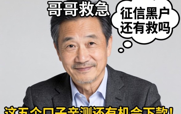 老哥们救急！我是征信黑户还有救吗？这五个口子亲测还有机会下款！