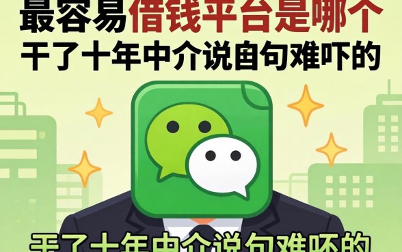 微信最容易借钱的平台是哪个？干了十年中介说句难听的
