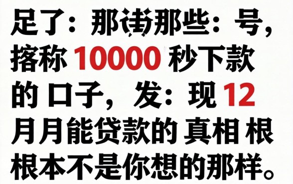 我试了那些号称1000秒下款的口子，发现12月能贷款的真相根本不是你想的那样