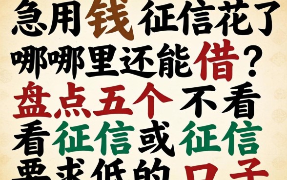 急用钱征信花了哪里还能借？盘点五个不看征信或征信要求低的口子
